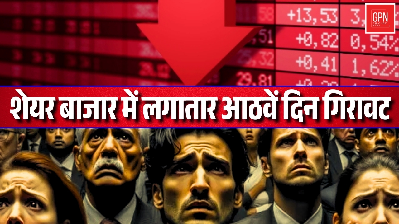 शेयर बाजार में लगातार आठवें दिन गिरावट || Great Post News || #stockmarket